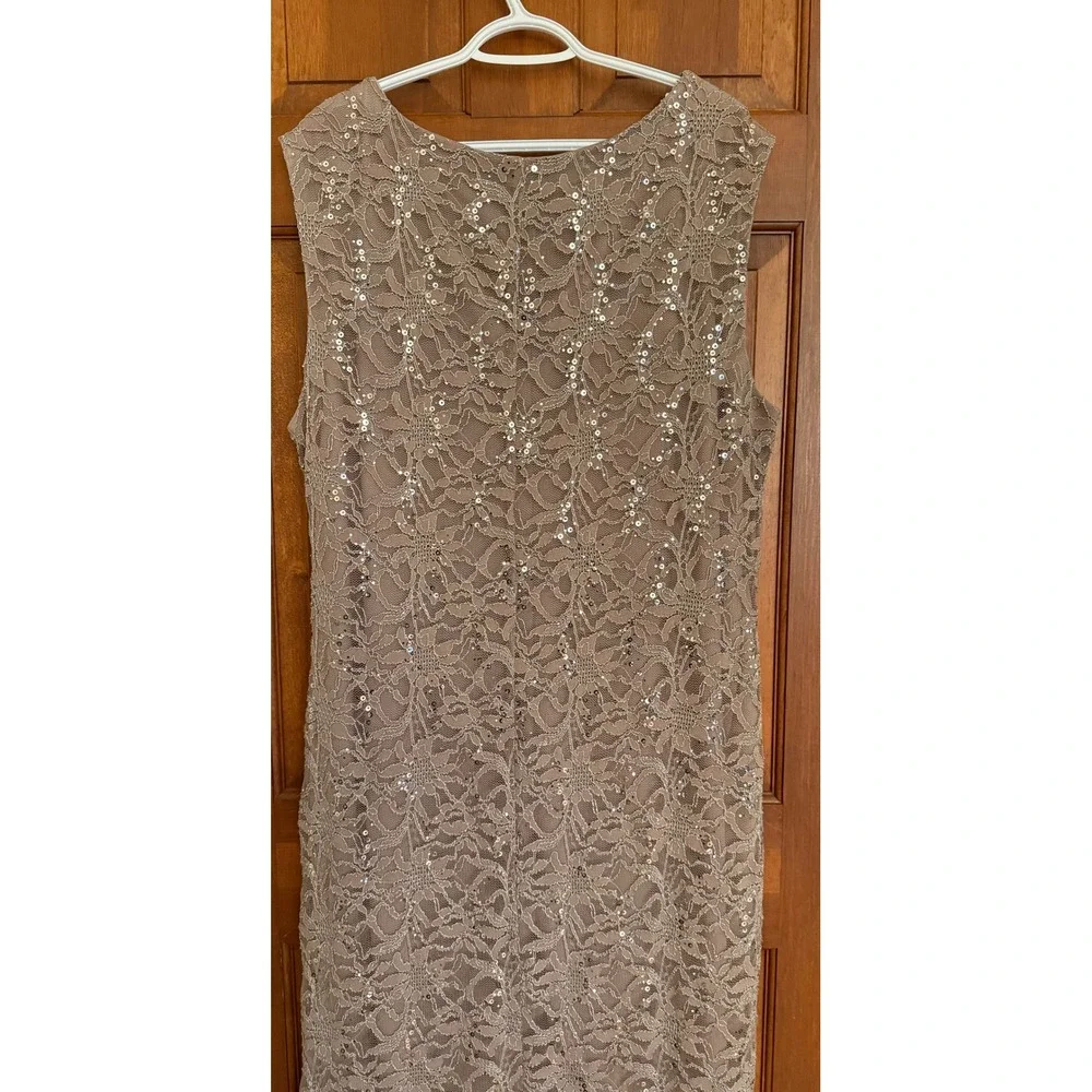 RM Richards Sequin Lace Cocktail Dress Women 22W Mocha Plus-Size Wedding Evening - Picture 5 of 11